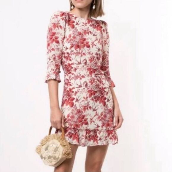 Reformation Doutzen Mini Red White Dress Size 2 - Picture 4 of 10